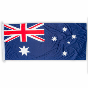 Hi Gloss Aussie Flag with BLACK headband and with pocket for pole and loops
